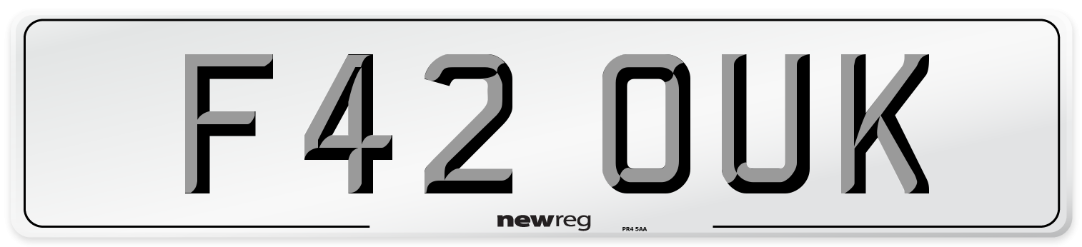 F42 OUK Number Plate from New Reg